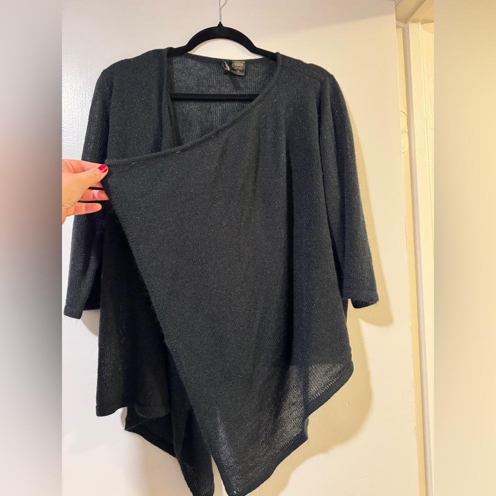 Z Cavari Co shrug bolero cardigan black shimmer 3/4 sleeve 1x - Picture 6 of 6